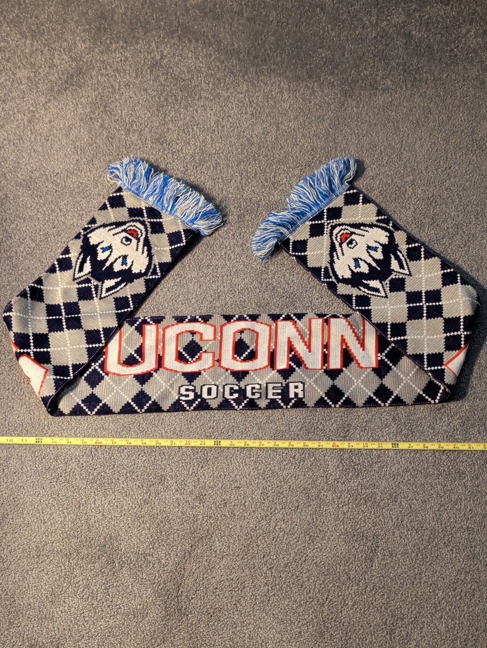 UConn Soccer Scarf with Husky Logo - Navy & White